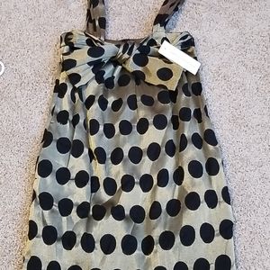 French Connection Black and Gold Polka Dot Mini Dress